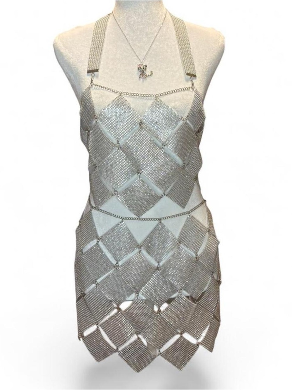 Silver Rhinestone Top and Skirt